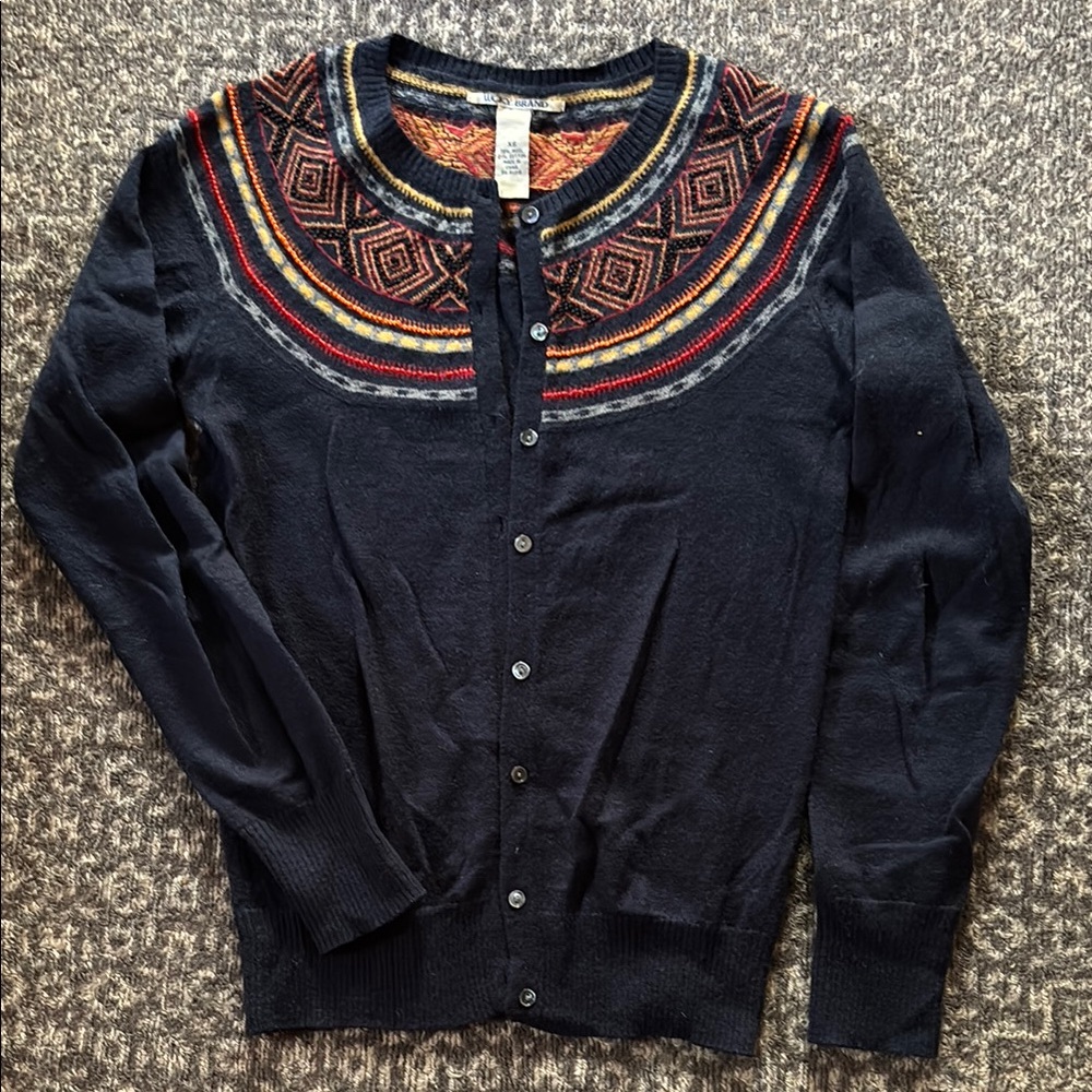 Lucky Brand 2000s Wool Beaded Cardigan